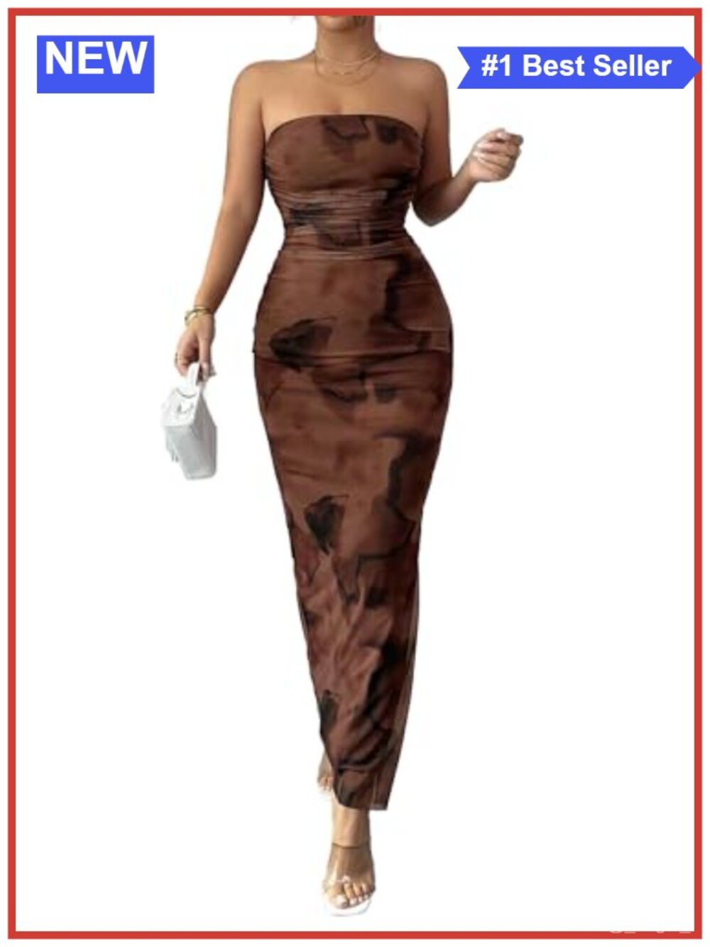Strapless Bodycon Maxi Dress Floral Beach Vacation Tube Top